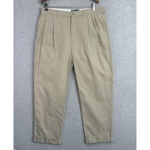 VTG Polo Ralph Lauren Mens Hammond Chino Pants Khaki 38W x 30L Cotton Cuff Pleat
